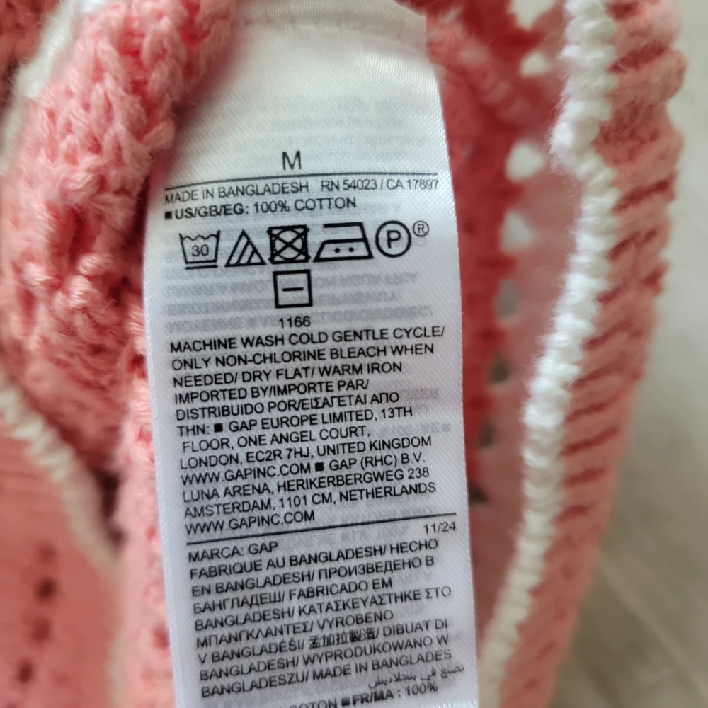 GAP Pink and White Crochet Stripe Sweater - Picture 3 of 5